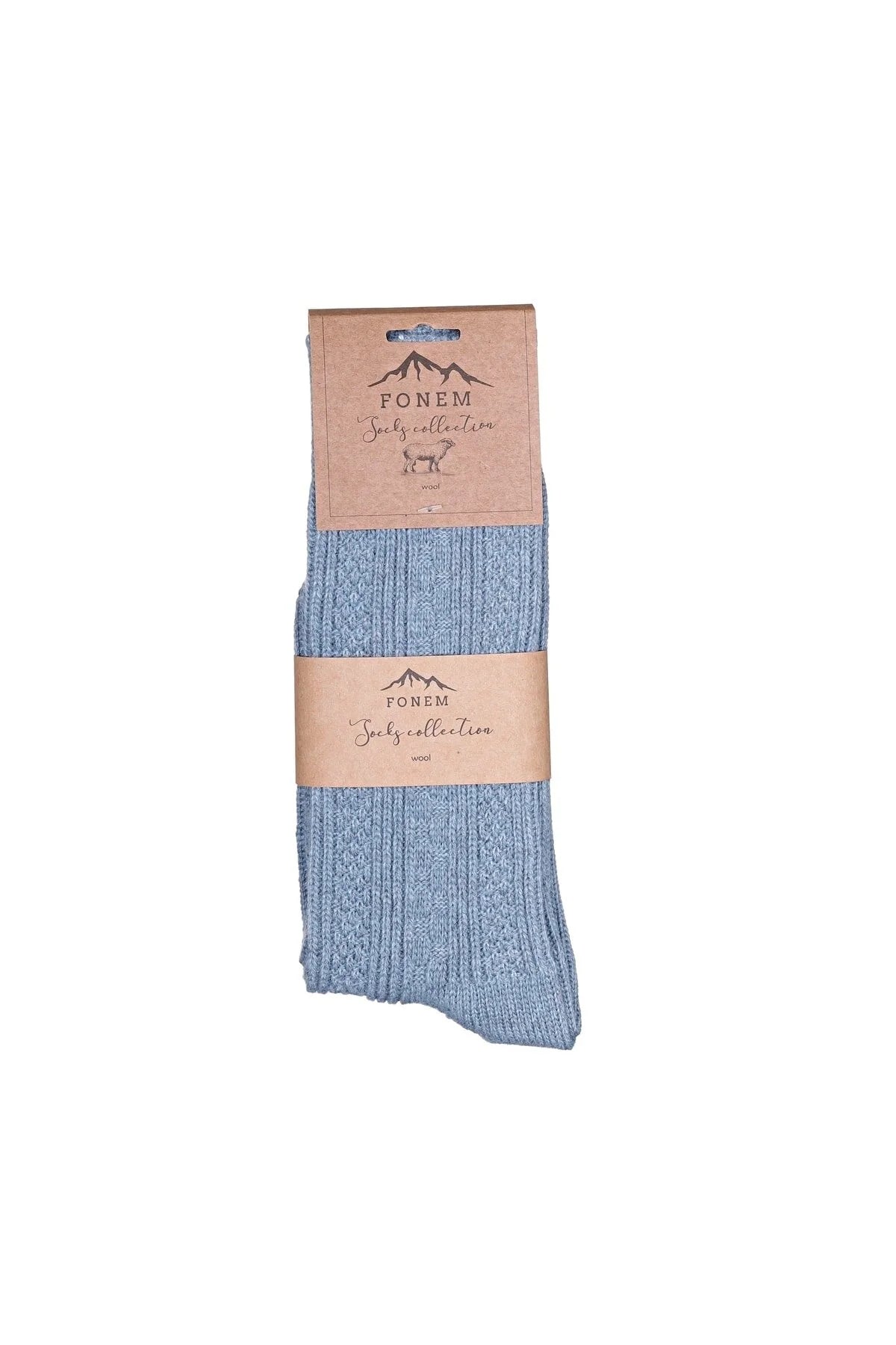 Fonem Men's Ribbed Wool Socks - Blue