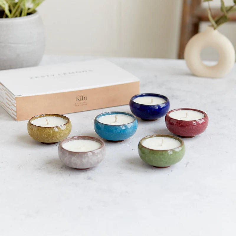 Zesty Lemons Kiln: Ceramic Tea Lights (Box of 6)
