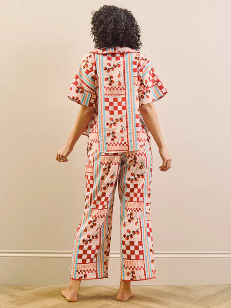 THEIR NIBS - Womens Voile Oversize Pyjamas Pink Tomato Kisses