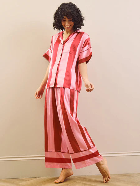 THEIR NIBS - Womens Satin Oversize Pyjamas Pink Stripe