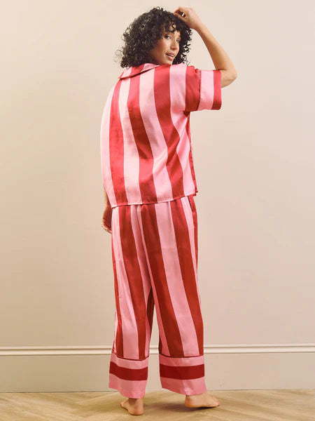 THEIR NIBS - Womens Satin Oversize Pyjamas Pink Stripe