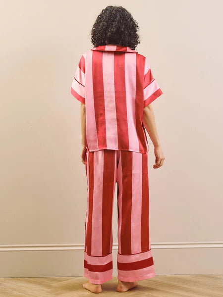 THEIR NIBS - Womens Satin Oversize Pyjamas Pink Stripe