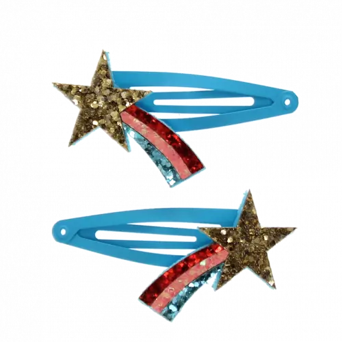 Shooting Star Glitter Hair Clips - Set of 2