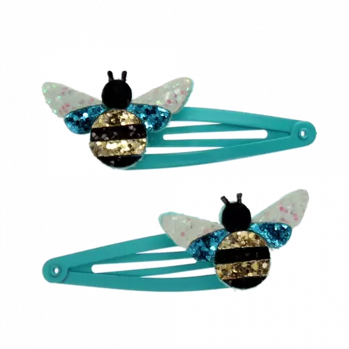 Bumblebee Glitter hair clips - Set of 2