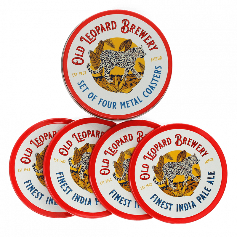 Old Leopard Brewery Metal Coasters - Set of 4