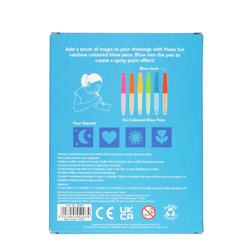 Rex London - Magic rainbow coloured blow pens