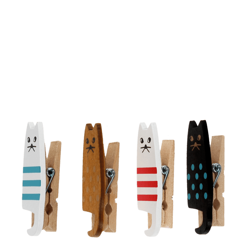 Mini Wooden Pegs - Cats Set of 4