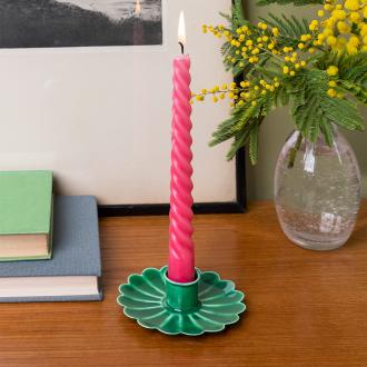 Rex London- Enamel flat flower candle holder - Dark Green/Aqua