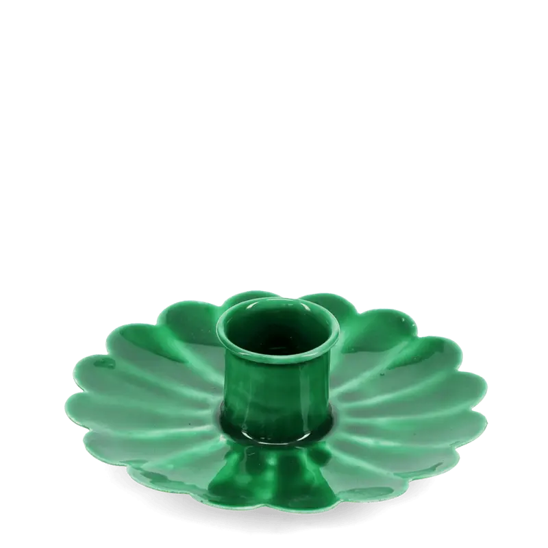 Rex London- Enamel flat flower candle holder - Dark Green/Aqua