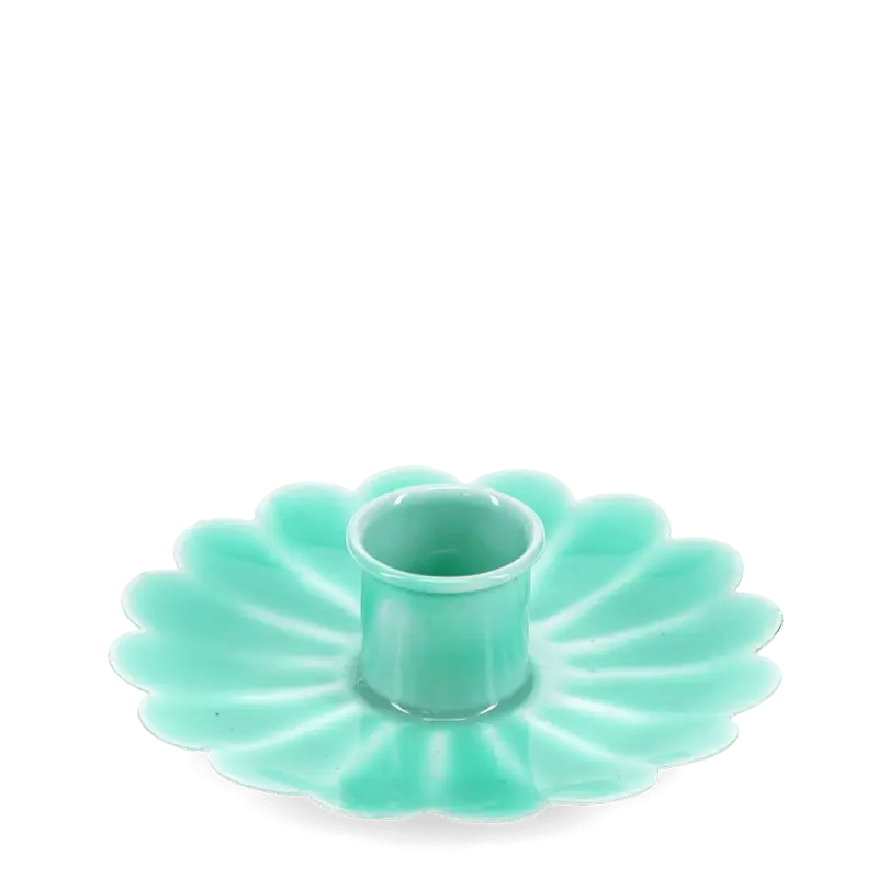 Rex London- Enamel flat flower candle holder - Dark Green/Aqua