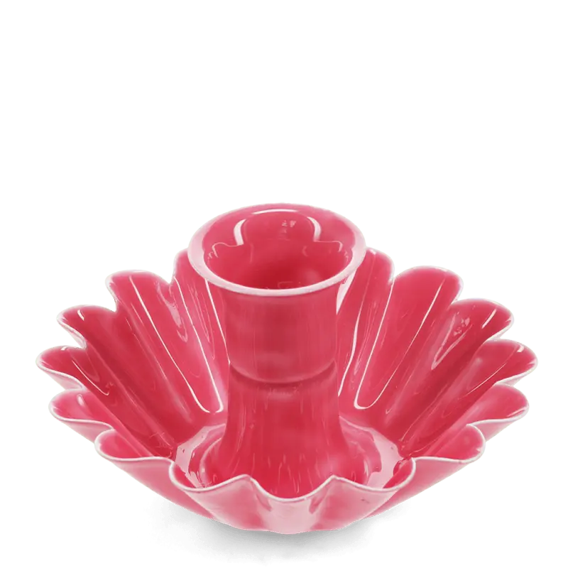 Rex London - Enamel cupped flower candle holder - Vibrant pink/Dark green