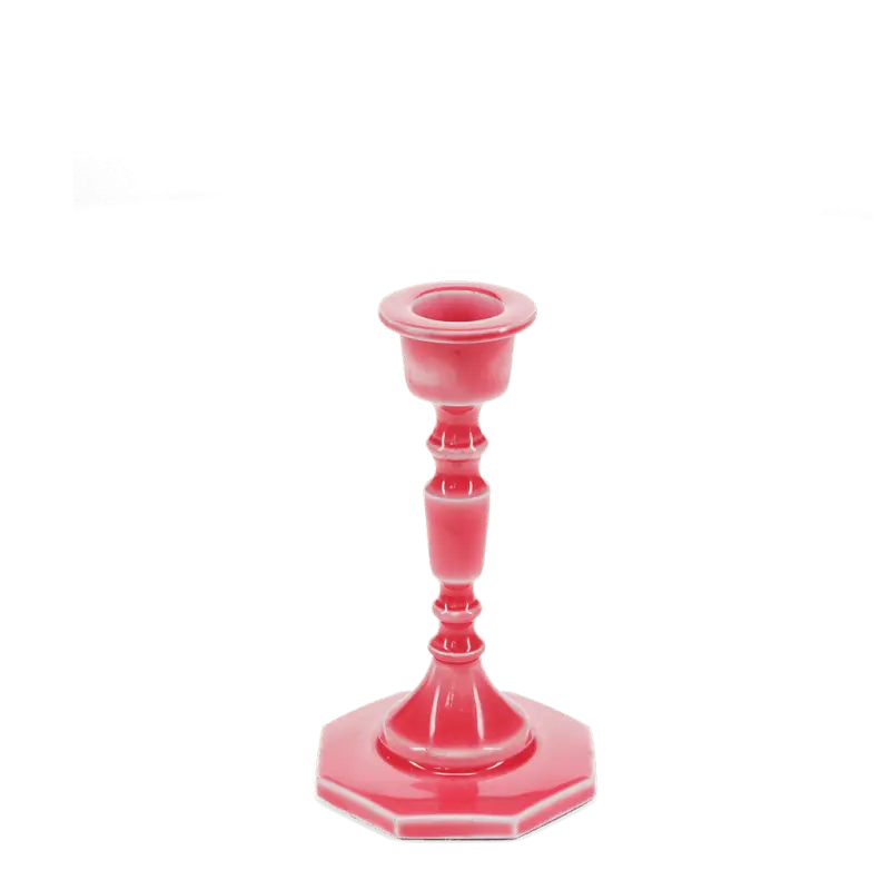 Rex London - Enamel candlestick (13cm) - Vibrant pink/Dark green