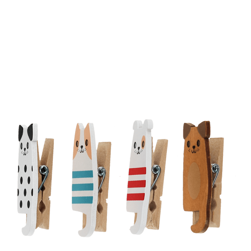 Mini Wooden Pegs - Dogs Set of 4