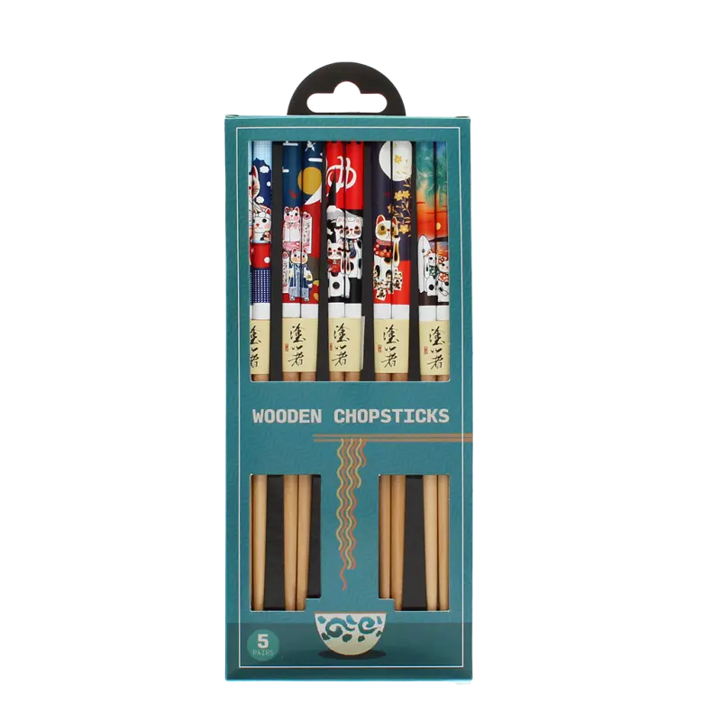 Rex London - Wooden chopsticks (pack of 5 pairs) - Beckoning cats