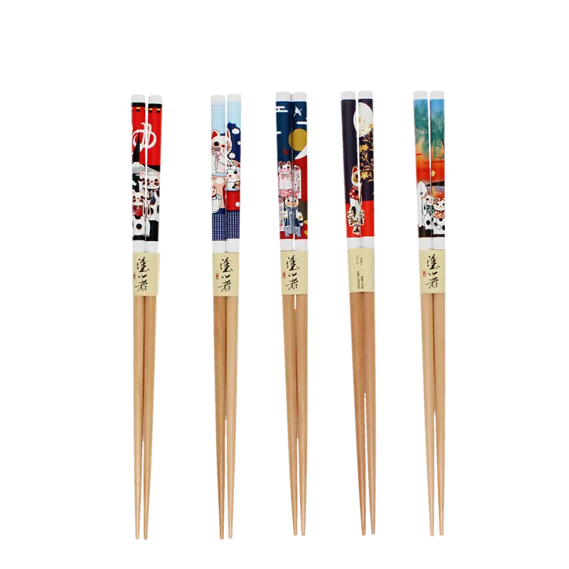 Rex London - Wooden chopsticks (pack of 5 pairs) - Beckoning cats