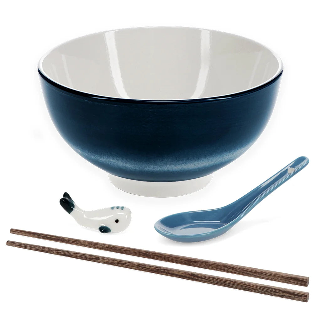 Rex London - Ceramic noodle bowl set - Blue whale