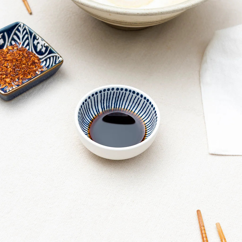 Rex London - Round ceramic dipping bowl - Beaded lines