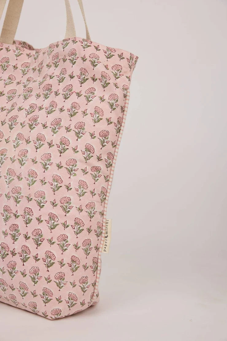 Paper Mirchi - Ditsy Floral Blush Print Organic Cotton Tote Bag