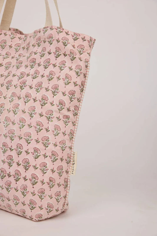 Paper Mirchi - Ditsy Floral Blush Print Organic Cotton Tote Bag