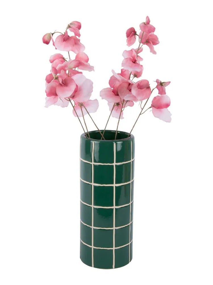 Present Time Cobalt Blue Retro Tiles Round Medium Vase