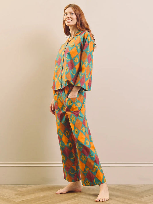 Their Nibs - Celestial Harlequin Check Cotton Boxy Pyjama Set