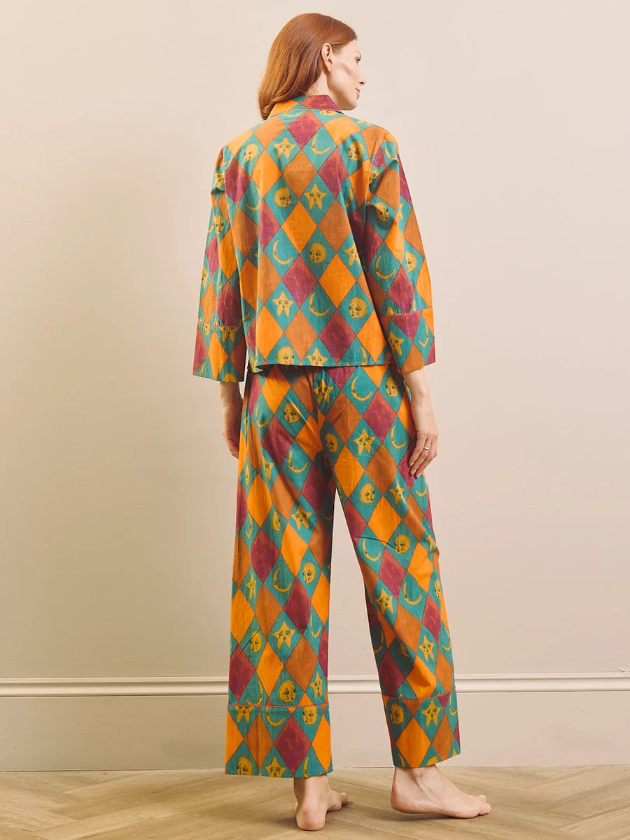 Their Nibs - Celestial Harlequin Check Cotton Boxy Pyjama Set