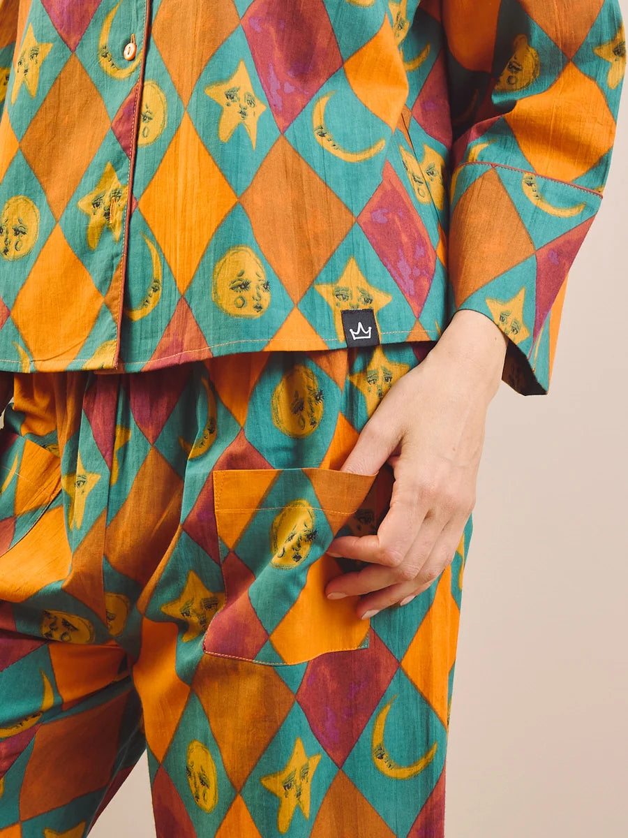 Their Nibs - Celestial Harlequin Check Cotton Boxy Pyjama Set