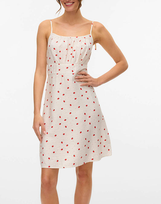 VERO MODA VMODETTE Short Dress in Strawberry Cream