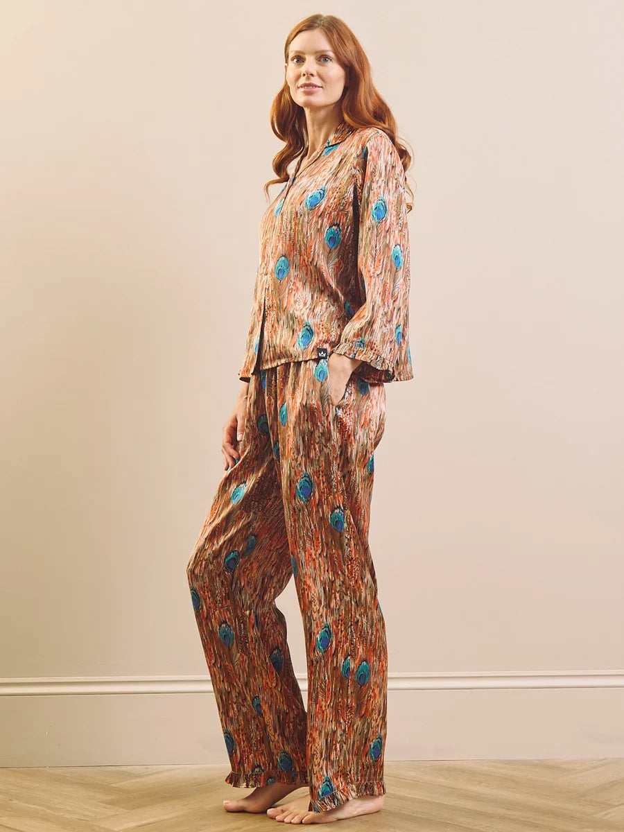 Their Nibs - Womens Festival Feathers Satin Frill boxy Pyjama Set