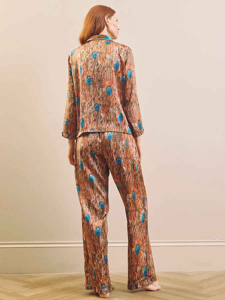 Their Nibs - Womens Festival Feathers Satin Frill boxy Pyjama Set