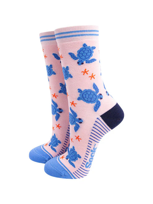 Sock Talk - Sea Turtles Bamboo Socks in Pink