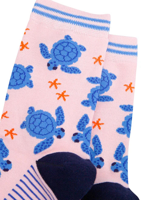 Sock Talk - Sea Turtles Bamboo Socks in Pink