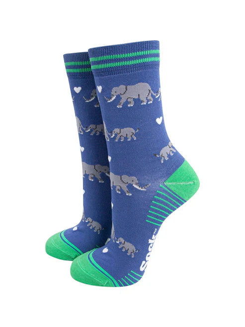 Sock Talk - Baby Elephants Bamboo Socks in Blue