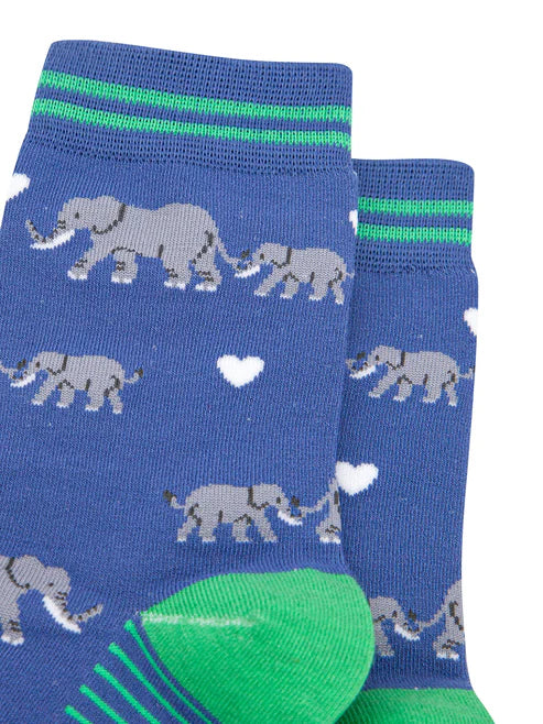 Sock Talk - Baby Elephants Bamboo Socks in Blue