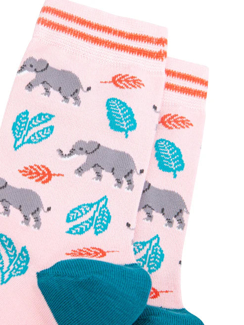 Sock Talk - Elephants Bamboo Socks in Pink