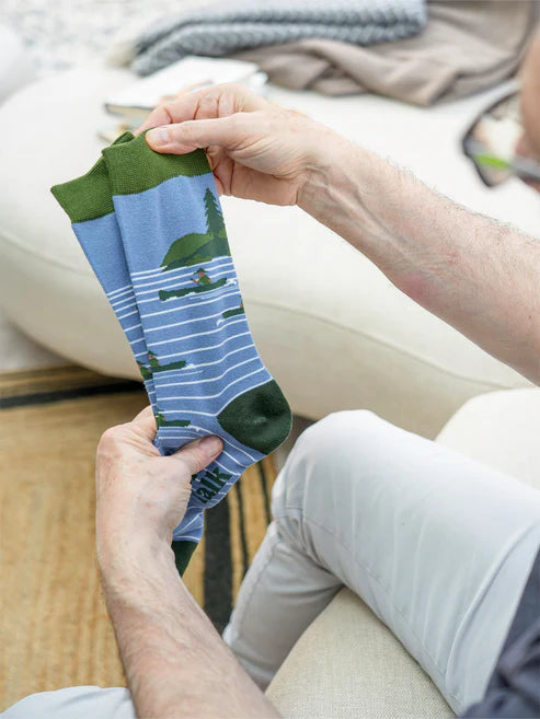 Sock Talk Men's Canoeing Bamboo Socks in Blue