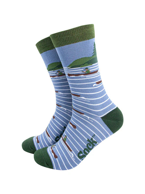 Sock Talk Men's Canoeing Bamboo Socks in Blue