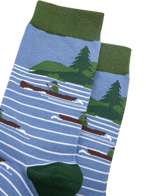 Sock Talk Men's Canoeing Bamboo Socks in Blue