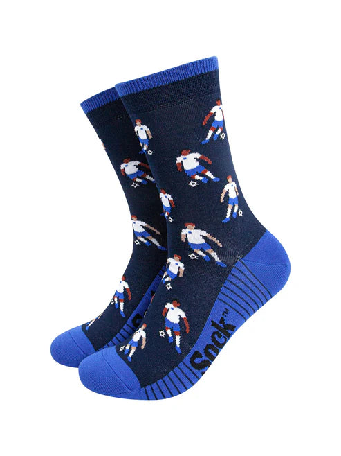 Sock Talk Men's Football Players Bamboo Socks in Navy Blue