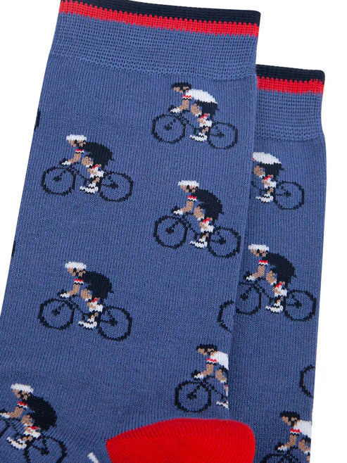 Sock Talk Men's Racing Cyclists Bamboo Socks in Blue