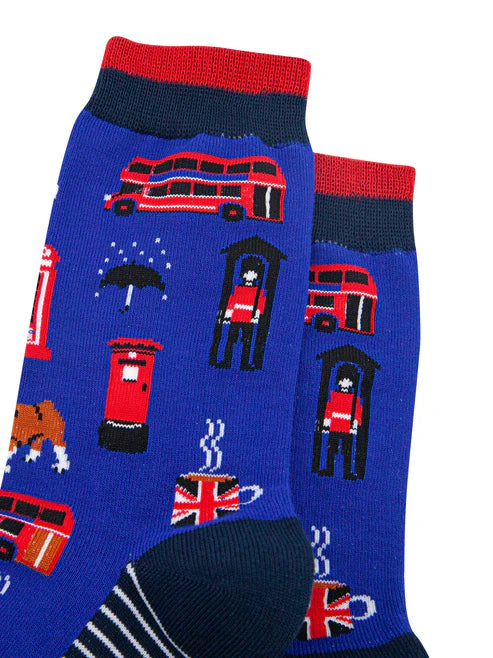 Sock Talk Men's London Landmarks Bamboo Socks in Royal Blue