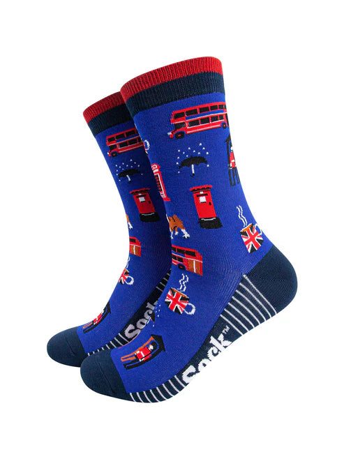 Sock Talk Men's London Landmarks Bamboo Socks in Royal Blue