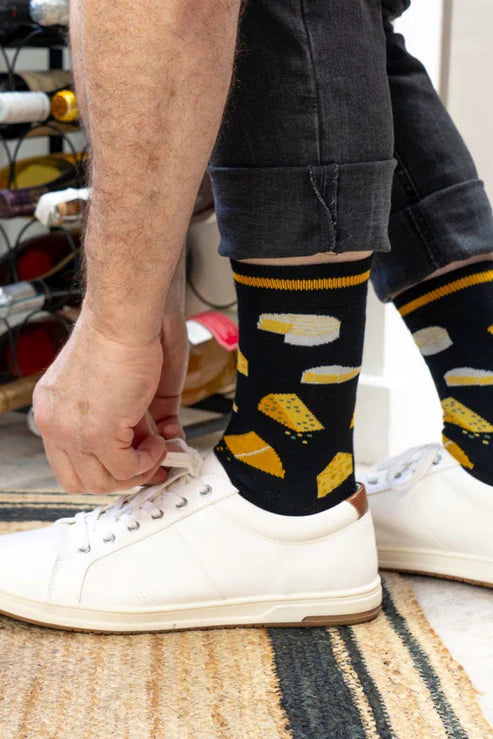 Sock Talk Men's Cheese Bamboo Socks in Black