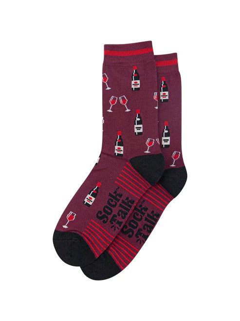 Sock Talk Men's Red Wine Bamboo Socks in Burgundy