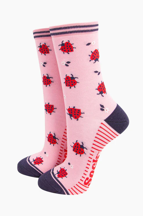 Sock Talk Women's Ladybird Bamboo Socks - Pink