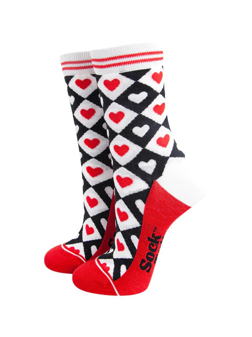 Sock Talk - Love Heart Diamonds Bamboo Socks in Red