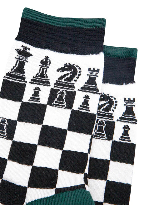 Sock Talk Men's Chess Bamboo Socks in Black/White