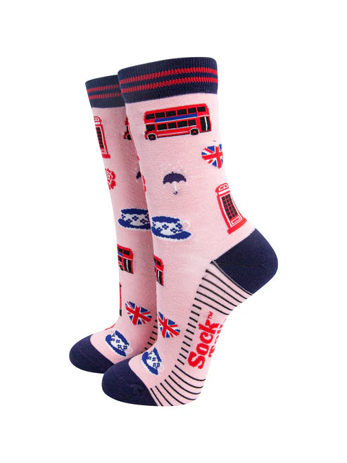 Sock Talk - London Landmarks Bamboo Socks in Pink