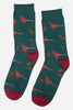 Sock Talk Men's Green  Pheasant Print Bamboo Socks