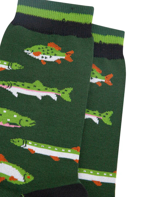 Sock Talk Men's River Fishing Bamboo Socks in Green